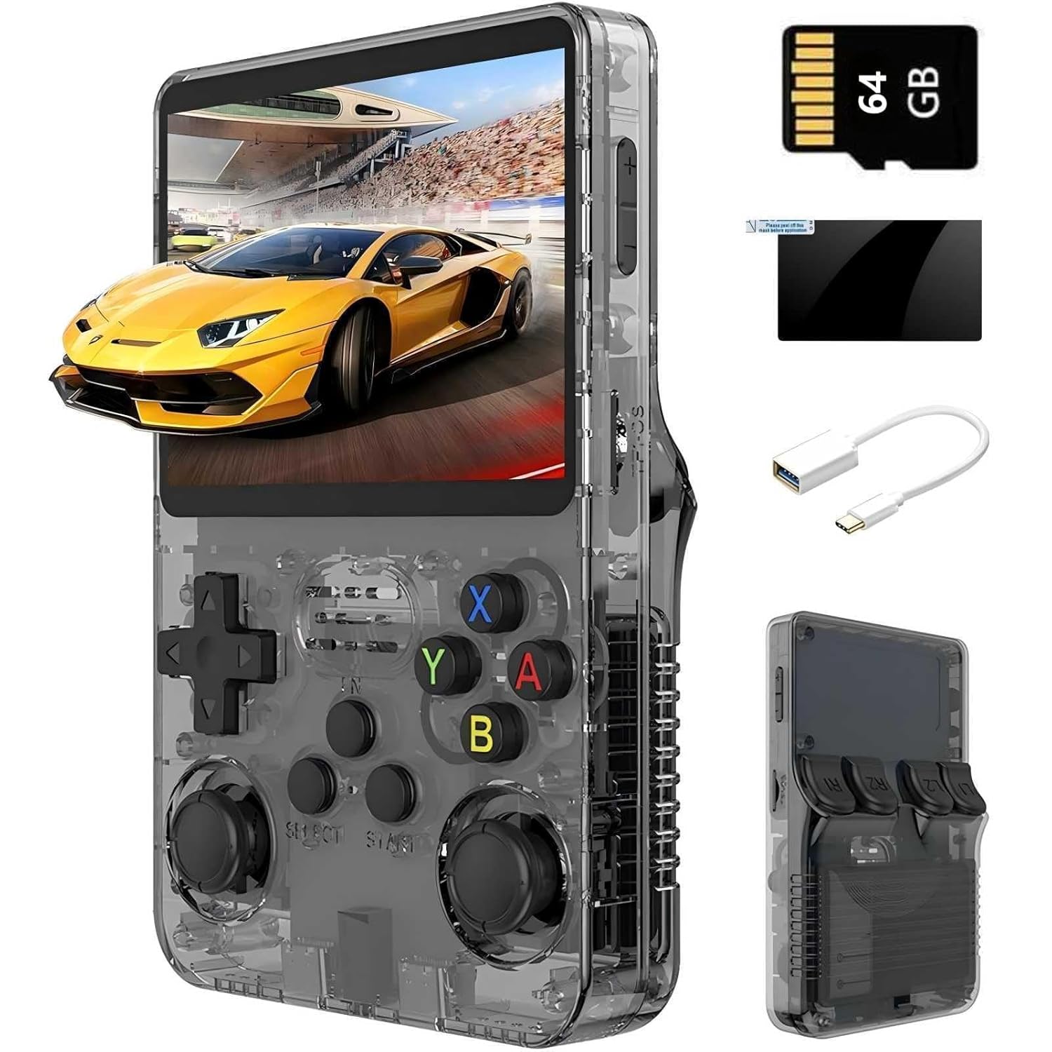 Portable Game Console with Built-in 64GB Card 15000+ Game, Supports 13+emulators (Black)